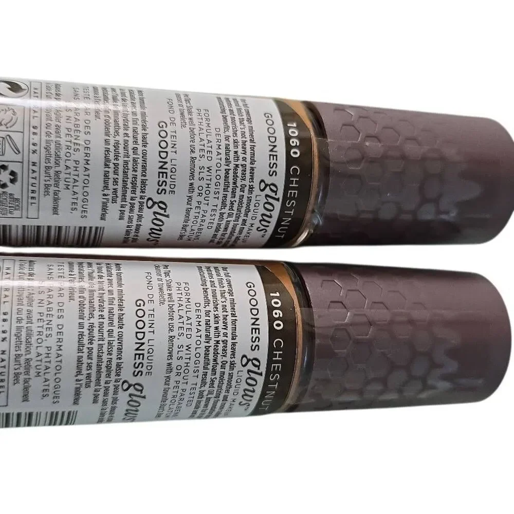 Burt's Bees Goodness Glows Liquid Foundation Makeup 1060 Chestnut Set of 2